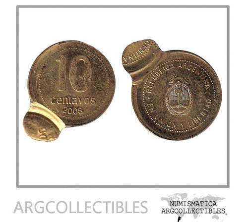 Argentina Moneda 10 Centavos 2008 Acero (error) Km-107a Unc 0