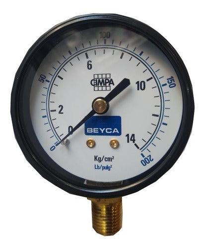 Beyca Pressure Gauge 14kg 63mm 1/4 Thread Bottom Air Water Gas 0