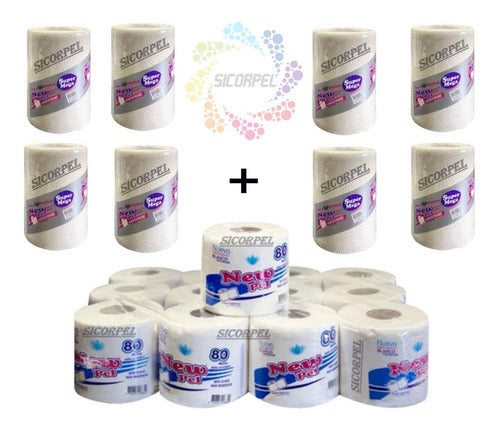 Higienol Bolson Rollo Cocina 8uni + Papel Higienico Tisue 1