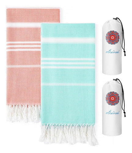 Antfuny 2 Pack Turkish Cotton Quick Dry Beach Towels 0