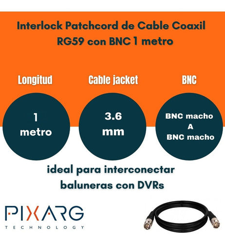 Patchcord Cable Coaxil Rg59 Con Bnc Chicote 1 Mt Balunera 1