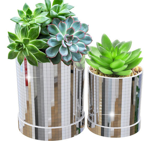 Adnee 2Pcs Discoball Planter, 4.8" + 3.7" Indoor Plant Pot 0