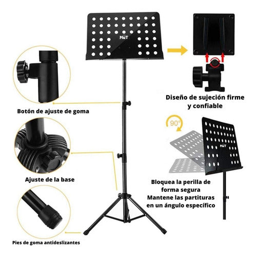 MuT Adjustable Music Stand with Adjustable Tripod 6