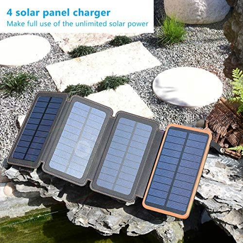 Cargador Solar 25000mah, Feelle Banco De Energía Solar Con 4 1