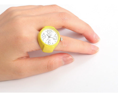 Anillo Reloj Unisex Amarillo Agua Resistente Para Hombres 4