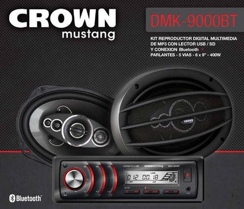 Combo Kit Estereo Auto Bluetooth Usb + Parlantes 80w Rms 6x9 5