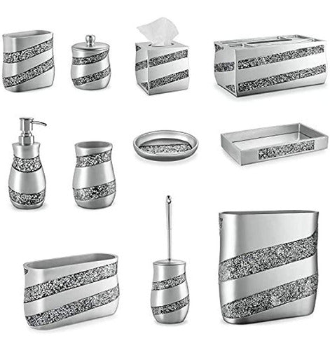 Dwellza Plata Mosaico Espejo Cosmético Bandeja Para Tocador 1