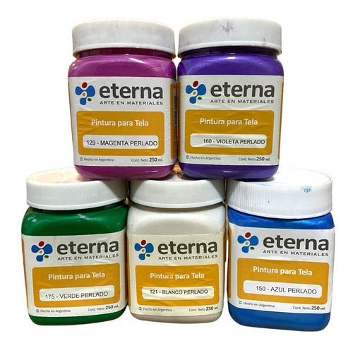 Pintura Para Tela Perlado Eterna 250ml X 5 Colores 0