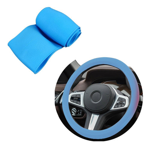 Silicone Steering Wheel Cover + Key Case Chevrolet Cruze Blue 3