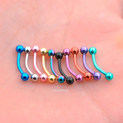 Pack of 10 Surgical Steel Curved Barbell Eyebrow Piercings by Edoné 13