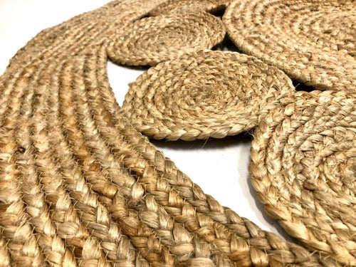 Round Handwoven Jute Rug with Circles 150cm 1
