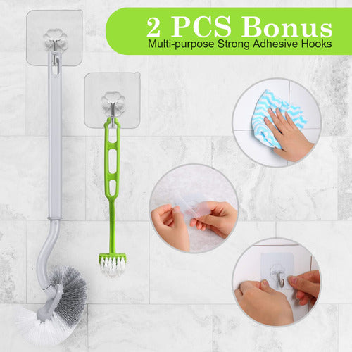 WOBEVB 2 Curved Toilet Brushes Without Holder for Cleaning P 4