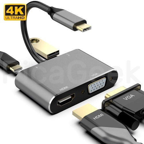 USB-C Adapter 3.1 Type C to HDMI 4K and VGA 2 in 1 Cable 1