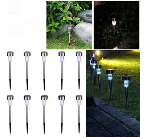 10pcs Stainless Steel LED Solar Garden Lights 1