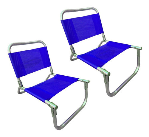 Set of 2 Reinforced Aluminum Beach Chairs 90kg + Super Strong 2m Umbrella 102