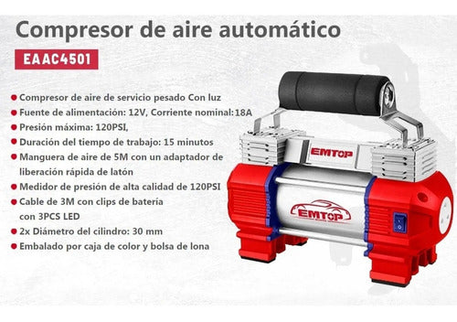 12V Dual Piston Air Compressor for Auto 4x4 Moto 120psi + Accessories 2