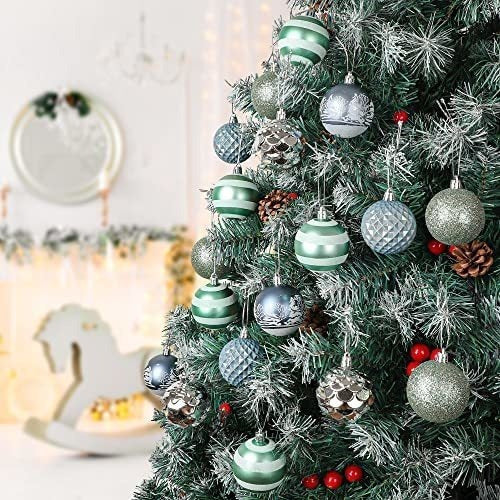 Adornos De Navidad 30 Bolas Para Arbol Azul Y Verde Polar 3