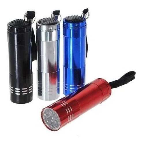 Pack of 10 Aluminum Metal Flashlights with 9 LEDs Battery Operated 0