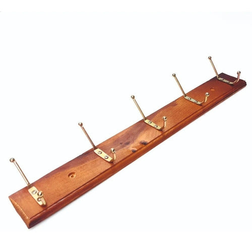 Wood and Metal Wall Coat Rack with 5 Hooks by Silmar Online 3