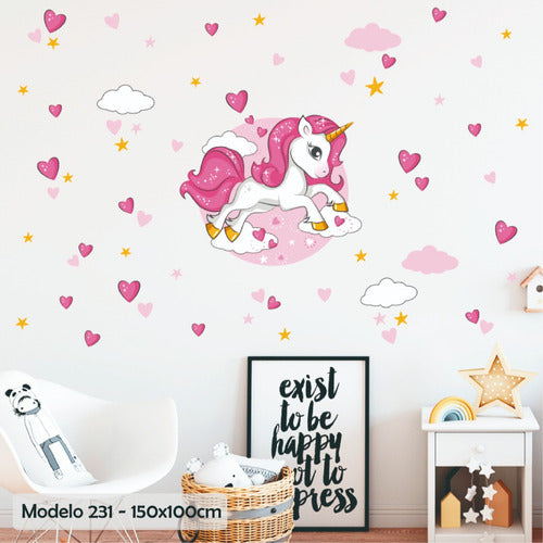 Children's Unicorn Rainbow Flower Decorative Wall Decals 3