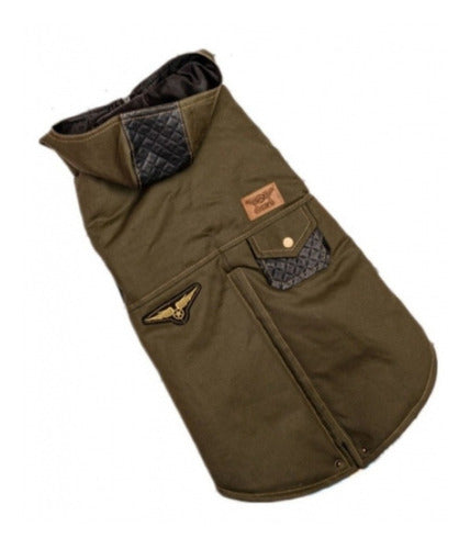 Dog Parka Jacket in Army Green Eco Leather Sizes 5 to 7 4