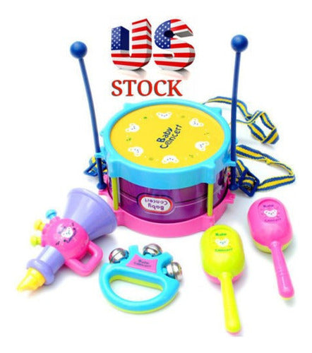 5 Kids Roller Drum Musical Instruments Band Kit for Children 1