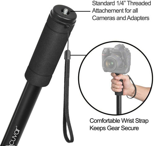 Acuvar 62-Inch Monopod with Universal Camera Strap | Black 1