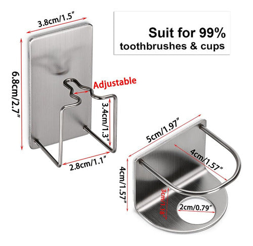 Soporte Ajustable Titular Cepillo Dientes  Acero Inoxidable 1