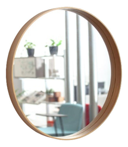 Round Mirror 50cm Solid Paraíso Wood Frame Circular 0