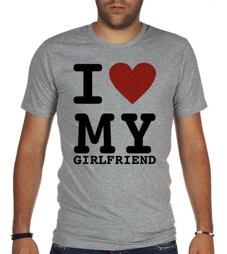 Men's I Love My Girlfriend Heart Love T-Shirt 3