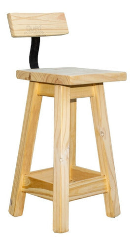 Queri Accesorios 2 Pine Bar Stools 60cm High with Iron Backrest 6