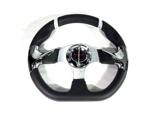 Volante Deportivo Tuning Racing 3cm Negro + Cromo V526c-4 1