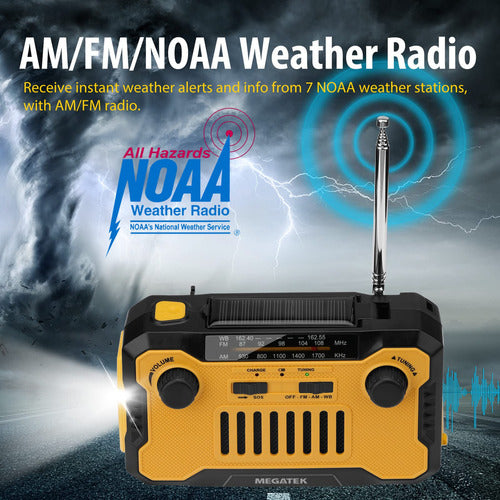 Megatek Noaa Radio Meteorolgica De Emergencia Con Cargador D 1