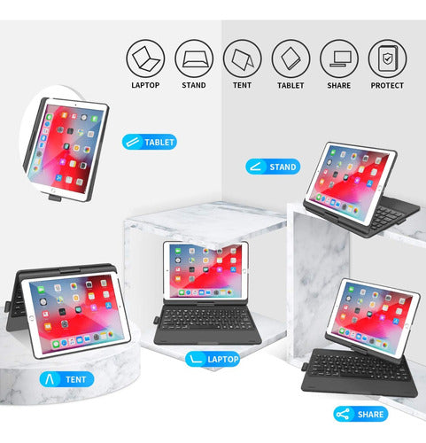 360 Keyboard Rgb and Touchpad Case for iPad 10.2 3