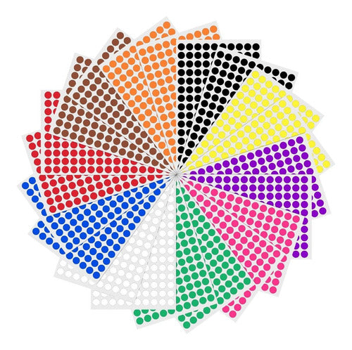 Circular Self-Adhesive Labels 2cm All Colors Set of 1000 0