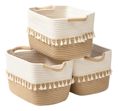 Teokj Storage Basket Set of 3 Woven Containers 0