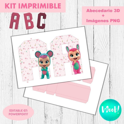 Wook Imprimibles Kit Imprimible Letras 3D Editables Bebés Llorones 1