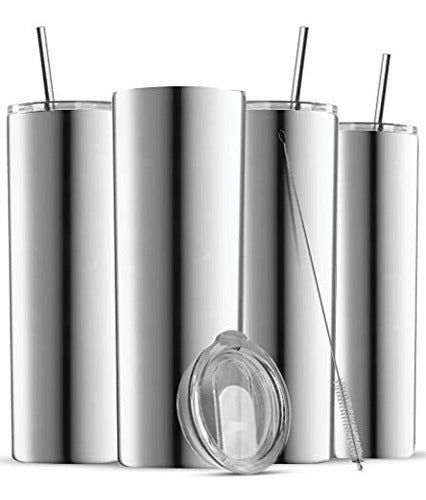 Pack X 4 Vasos Delgados De Acero Inoxidable Con Aislamiento 0