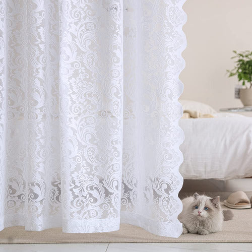 ALIGOGO White Lace Curtains 84 Inches Long, C 0