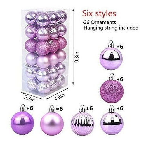 Loaengeo 36 Shatterproof Christmas Tree Balls Light Purple 4cm 1