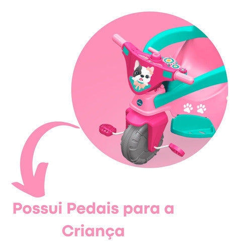 Triciclo Infantil Pink Pet Rosa 3x1 +12 Meses 30kg Xalingo 3