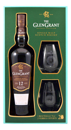 Glen Grant Whisky 12 Years 43% 700 Ml with 2 Gift Glasses 0