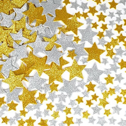 Ready 2 Learn Glitter Foam Stickers - Silver And Gold Stars - Pack Of 168 0