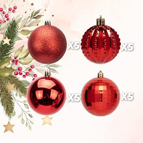 TOMAY Christmas Ball Ornaments for Christmas Tree 8cm x 20u Red 1