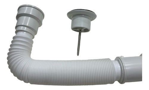 White 50mm Extendable Drain + Sink Stopper for Gluing 50mm 0