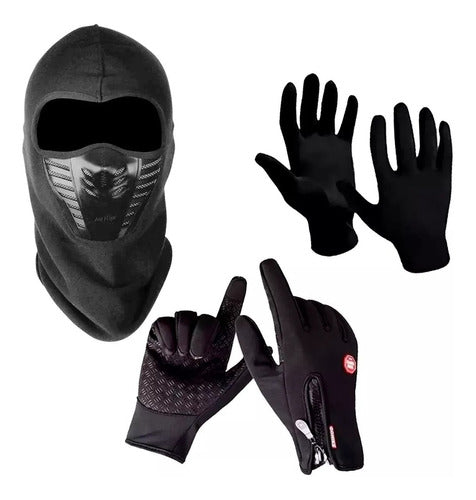 FAS MOTOS Guantes Con Cierre + Guantes Primera + Mascara Air Flow Fas 0