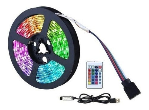 RGB 5050 3m LED Strip with Remote Control - USB Connection TV PC 0