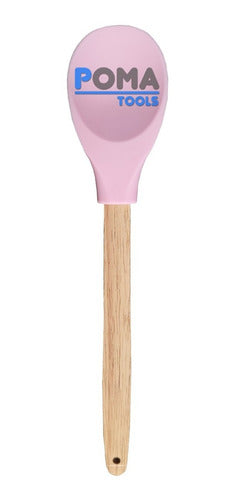 Pomatools Silicone Spoon with Wooden Handle for Baking and Cooking - Colors Available 0