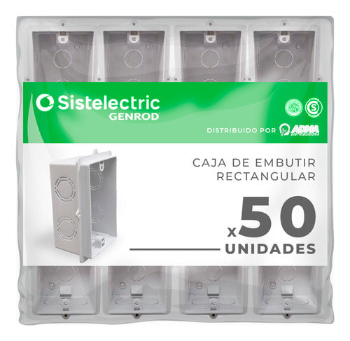 Genrod Caja De Embutir Rectangular Pvc 10x5 Pack X50 0