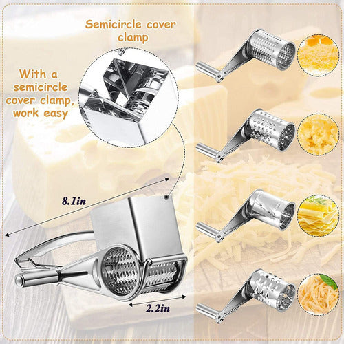 YS·AU Rotating Cheese Grater 430 Stainless Steel with 4 Drums 1